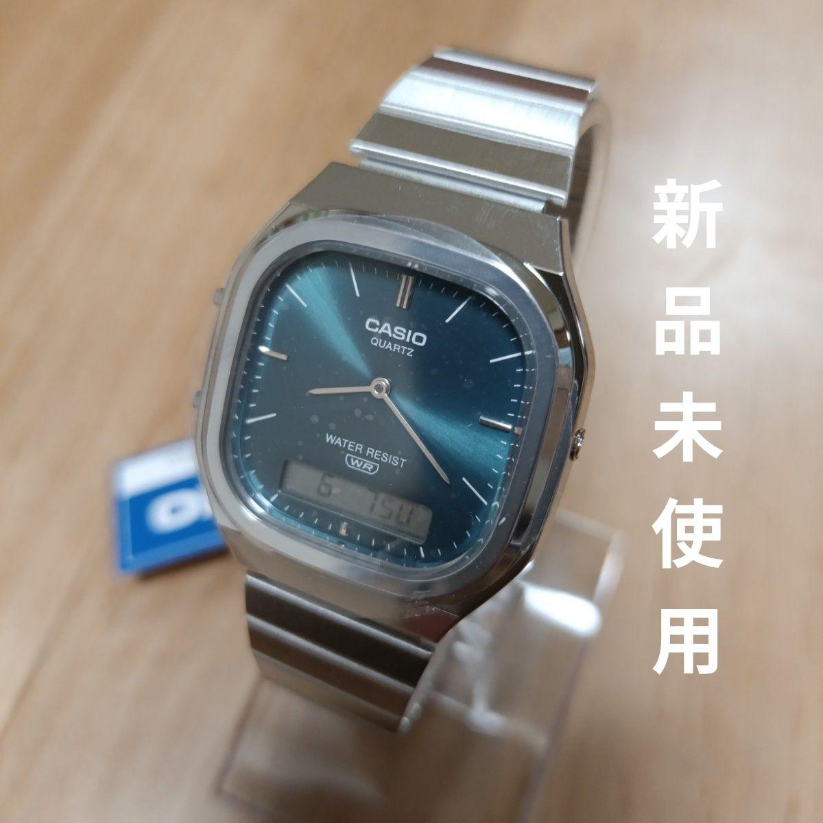 Used [New and unused] CASIO Ana-Digi Watch Blue Dial Silver Metal Band