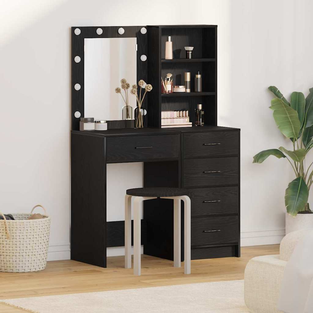 Makeup Table 2 pcs Black 50 x 41 x 135 cm Engineered Wood