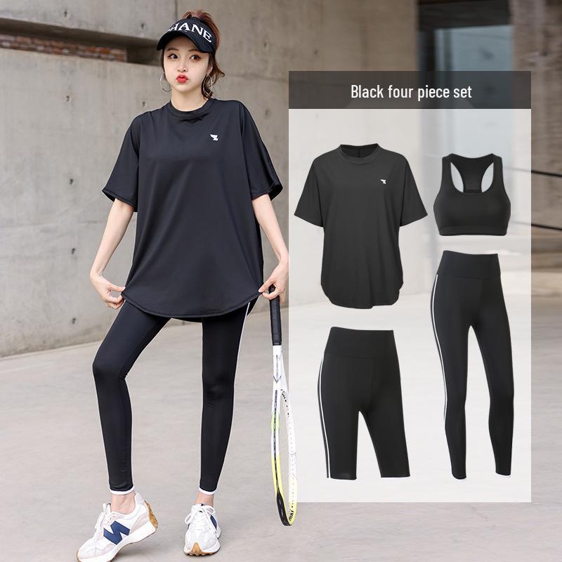 Women's Plus Size Yoga Set: Loose Short Sleeve T-Shirt & Gym Shorts