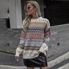 Women's Autumn and Winter Knitted Diamond Pullover Casual Loose Sweater