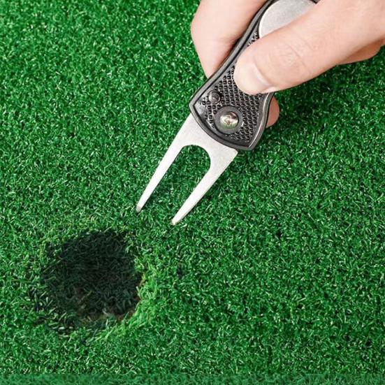 Golf Divot Repair Tool Stainless Steel Foldable Green Fork Tool Golf