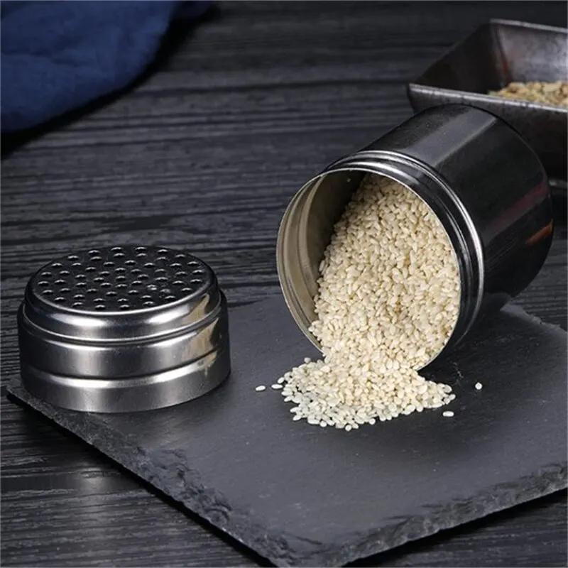 2 Pcs Stainless Steel Twist Lid Spice Shaker Salt Sugar Pepper Pepper Shaker Multipurpose Kitchen Tools