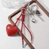 Trendy Leather Heart Bow Keychain Delicate Beaded Keyring Car Key Holder Bag Pendant Decoration For Girls Gift