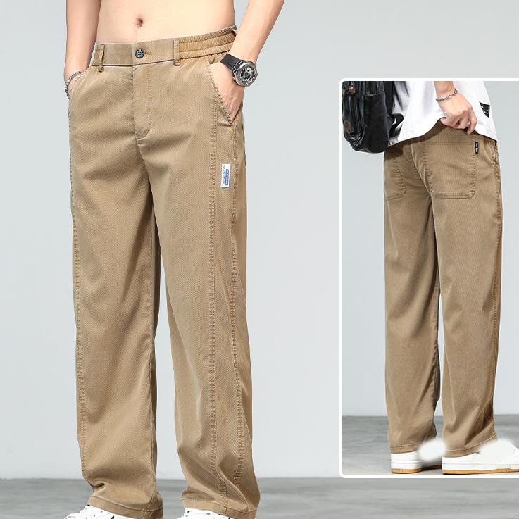 Summer Ultrathin Soft Lyocell Fabric Men's Jeans Loose Straight Denim Pants Design Casual Trousers Plus Size 5XL