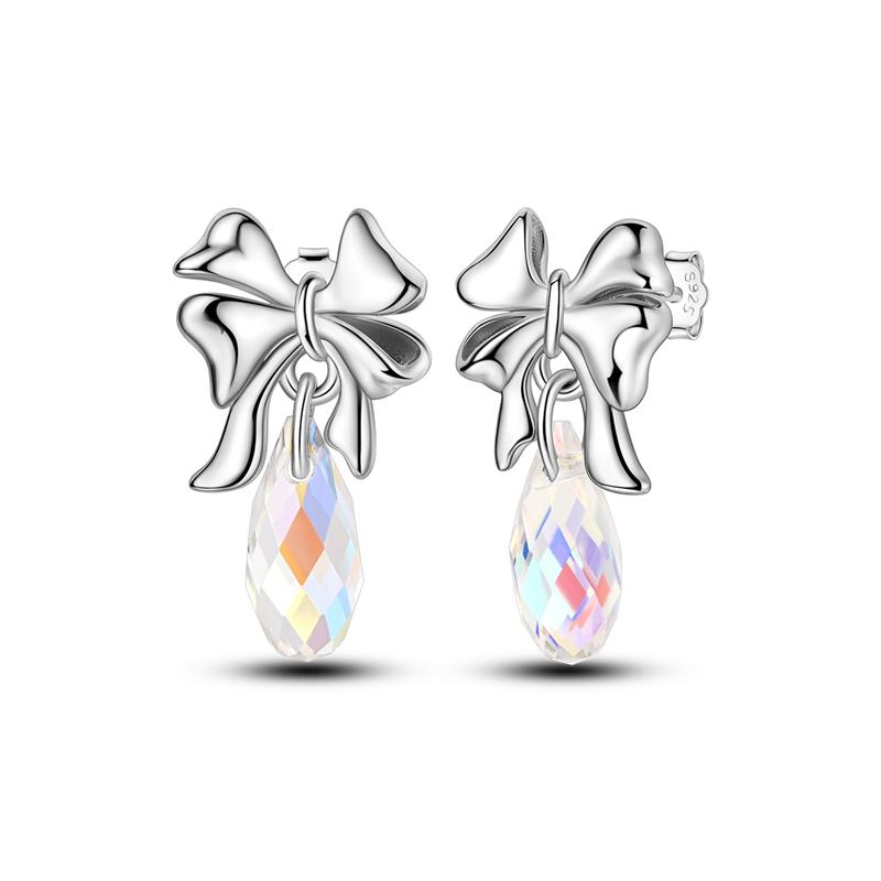 Fashion Spring Series Earrings For Women 925 Silver Color Butterfly Dragonfly Flower Heart Shaped Ear Studs Fine Jewelry Couple