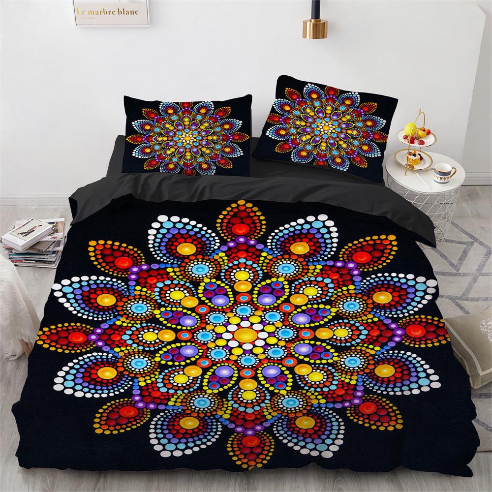 Mandala Duvet Cover Set Boho Style Horse Pattern Chic Polyester Comforter Cover King Twin Size for Teens Adults Kids Bedding Set