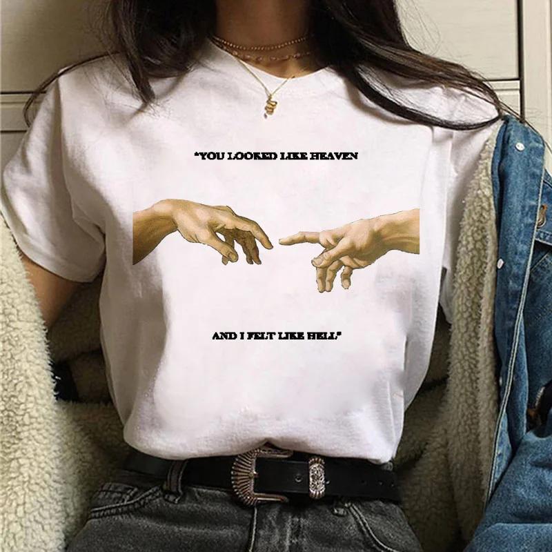 Vaporwave Michelangelo Tshirt Aesthetic T Shirt Women Fashion Harajuku Tshirt Casual Graphic T-shirt Tee Female Tops Tee Clothe