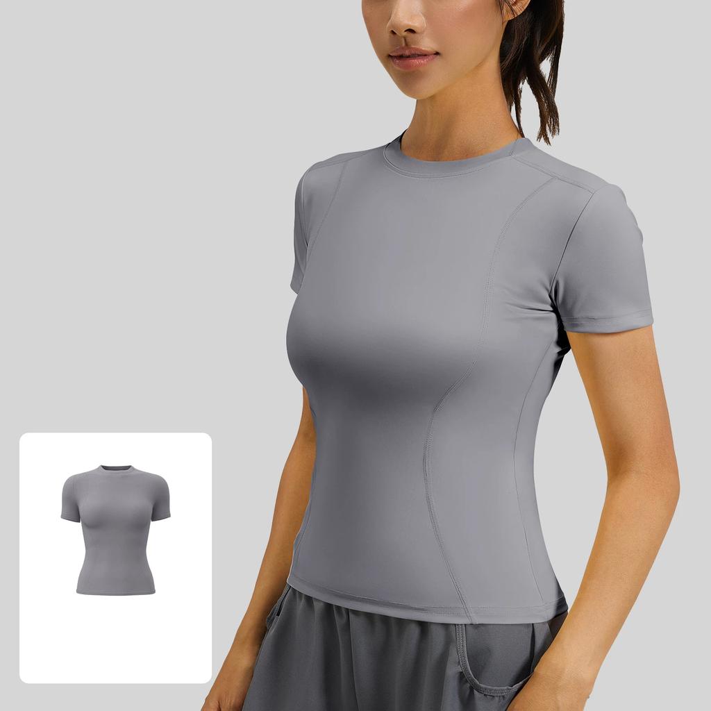 New Summer Women's Sports Tights Yoga Wear Short sleeved Tops Female Running Fitness T-shirts