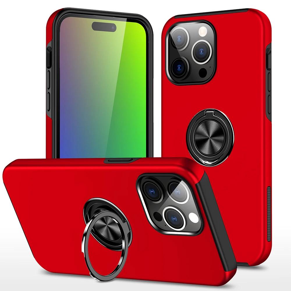 Matte Shockproof Case For iPhone 17 16 15 14 13 12 11 Pro Max XS Max XR Plus SE  Ring Holder Magnet Case Armor Bumper Cover