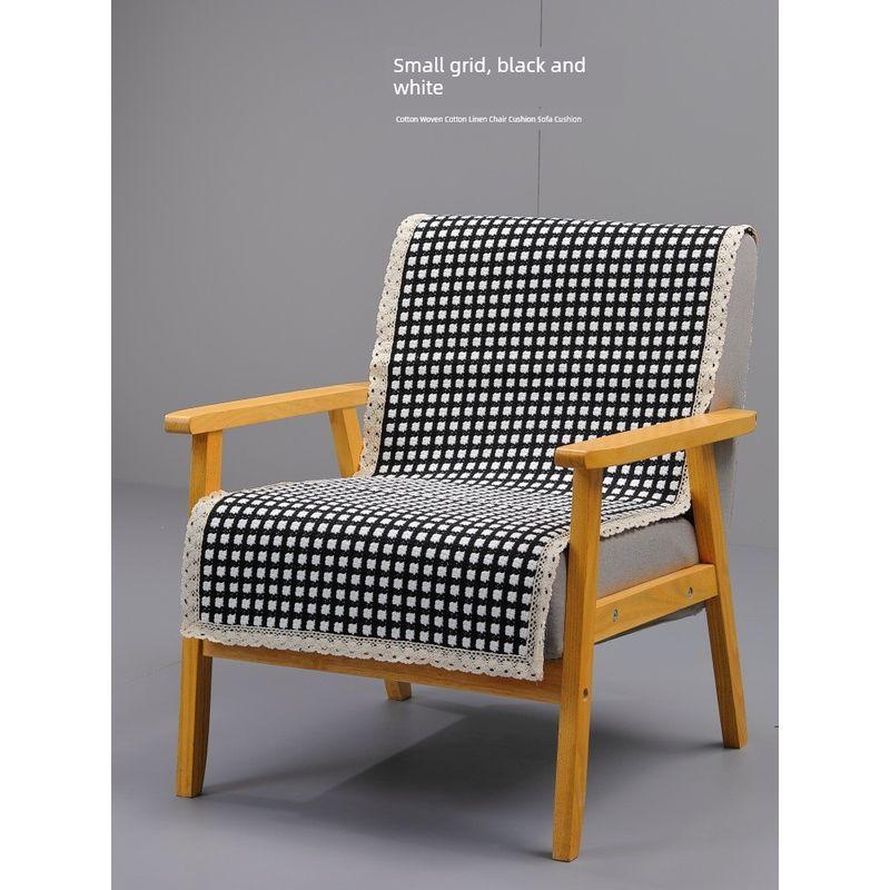 

Cushion Single Seat Sofa Cushion Seat Cushion Chair Cushion Fabric Single Chair Cushion All Year Round Single Cotton Linen Linen Sofa Towel Small black and white 45*45cm have Shoelace