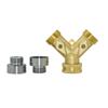 Brass 2-Way Garden Tap 3/4 Female To 1/2 3/4 Y Irrigation Valve Water Splitter Quick Connector Garden 1 Set