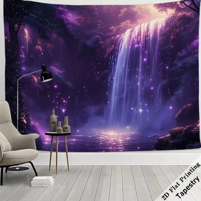 Purple Waterfall Tapestry Wall Hanging Decor Mystical Nature Fantasy Art Large Size 180x280cm Bedroom Living Room