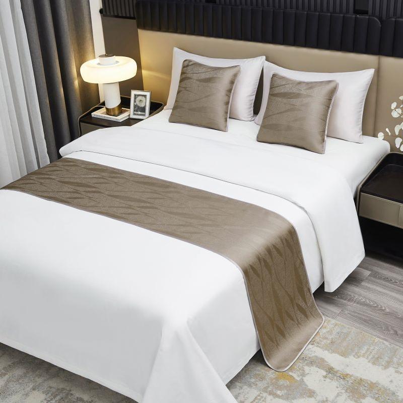 Einfarbiges Figurenmuster Bett-Handtuch Hotel Minimalistisch Doppelseitige Betten-Fahne Bettwäsche Läufer Zubehör Nachttischmatten Ferienwohnungen