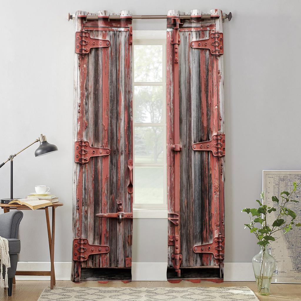 Holztürfarbe Retro Fenstervorhänge Wohnkultur Wohnzimmer Vorhänge Schlafzimmer Vorhänge Küchentür Vorhänge