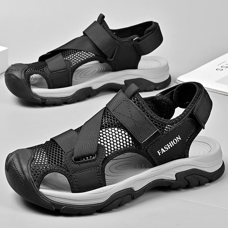 

Модные новые кожаные мужские повседневные туфли летние мужские сандалии для отдыха мужские кожаные сандалии для мужчин пляжная обувь римские туфли большие размеры 38-45 45 чёрный