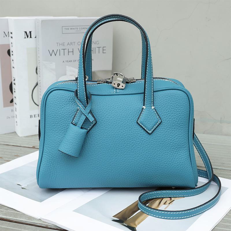 2025 Victoria Small Capacity Leather Boston Shoulder & Crossbody Bag