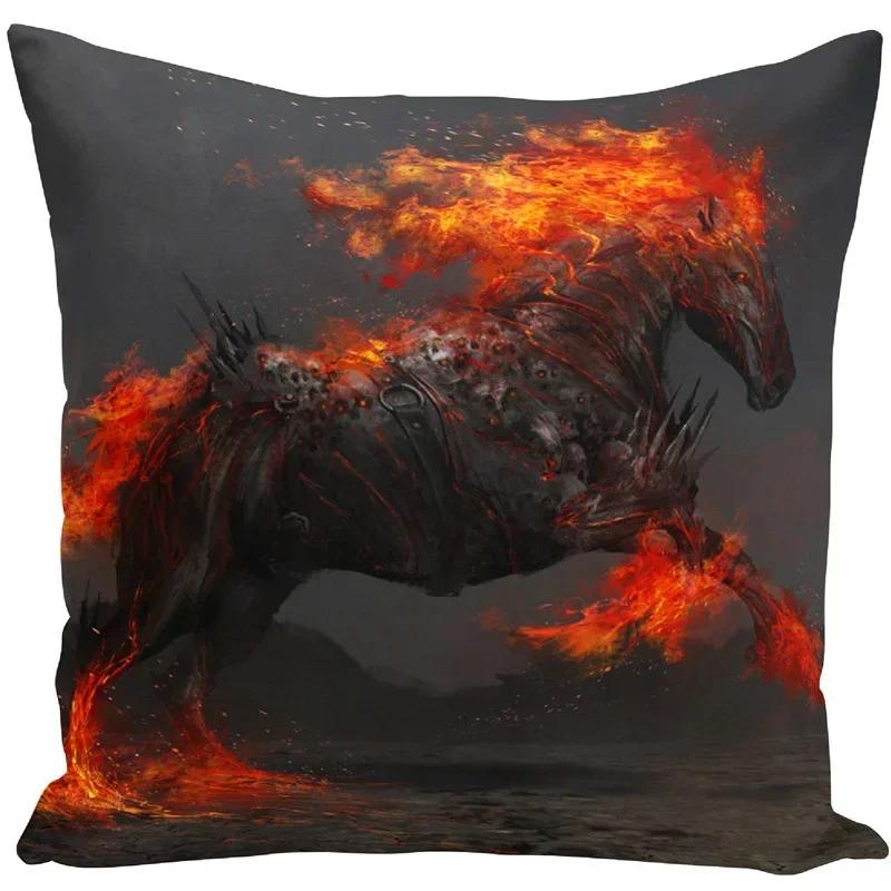 Față de pernă 45x45 Seturi de huse de perne cu imprimeu animal de război, cal alb, pentru scaun, canapea, decor decorativ pentru casă, fermă