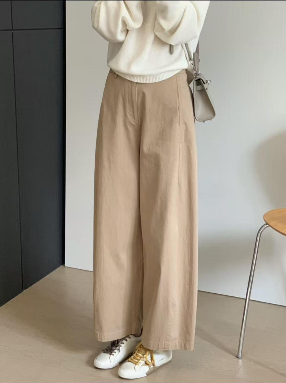Women s High Waist Tapered Pants Wide Leg Pants Japanese Casual Lyocell Cotton Cropped Relaxed Daily Trousers S