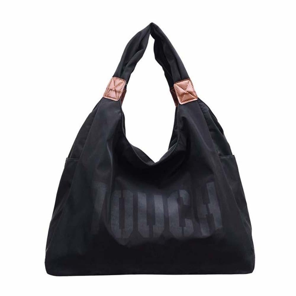 Multi-functional Oxford Cloth Big Tote Portable Polyester Solid Color Shoulder Bag Commuting Handbag Anti-splash Water чёрный