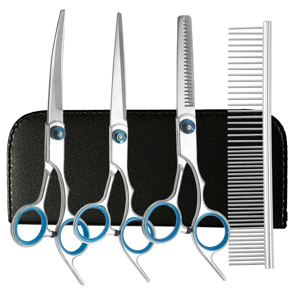 Professional Dog Grooming Trim Down Curved Stainless Steel Dog Haircut Trim Tools Round Tips Safety Pet Precision Trimming