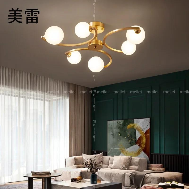 Copper Modern Nordic LED Chandelier For Living Room Bedroom Dining  Kitchen Ceiling Pendant Lamp Gold Glass Ball Light G9