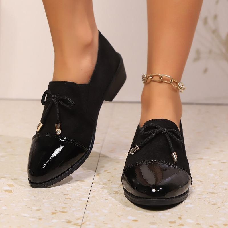 Fashion Women's Fashion Coarse Heel Shoes Spring New Pointed Splicing Suede Leopard Print Anti-slip Wear-resistant Low-top Shoes