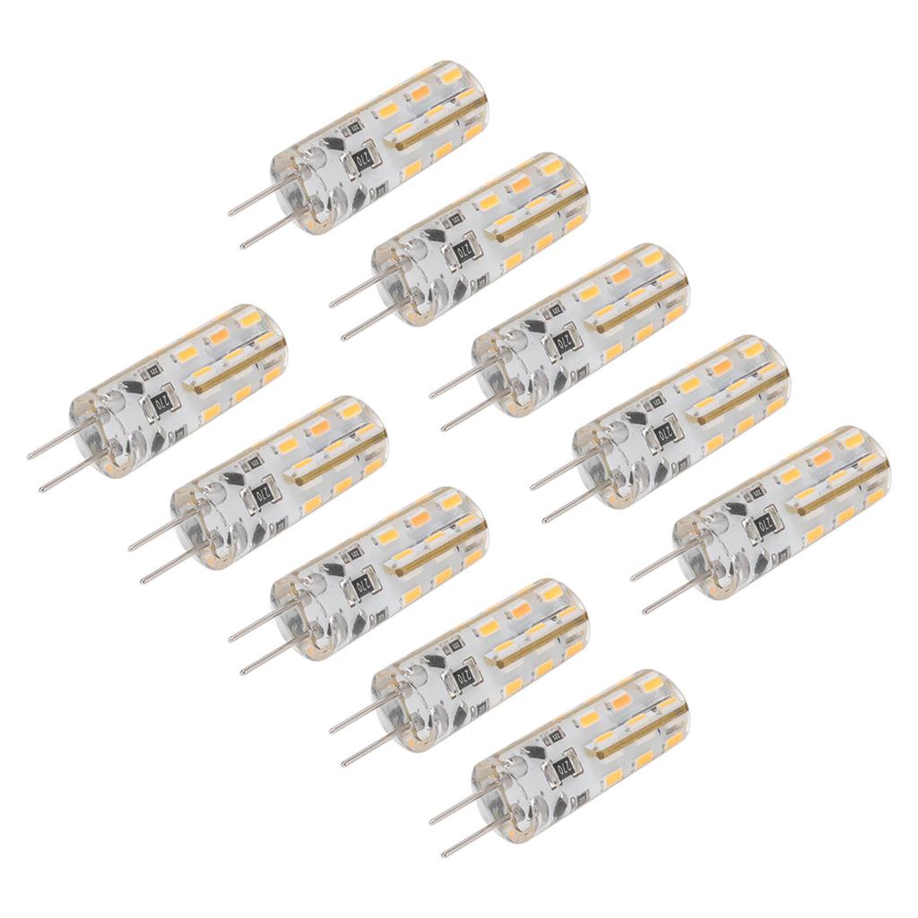 10pcs G4 LED Bulb 1.5W DC12V Warm White 3000K 110LM Bi Pin Light Bulbs LED for Cabinet Lighting Courtyard