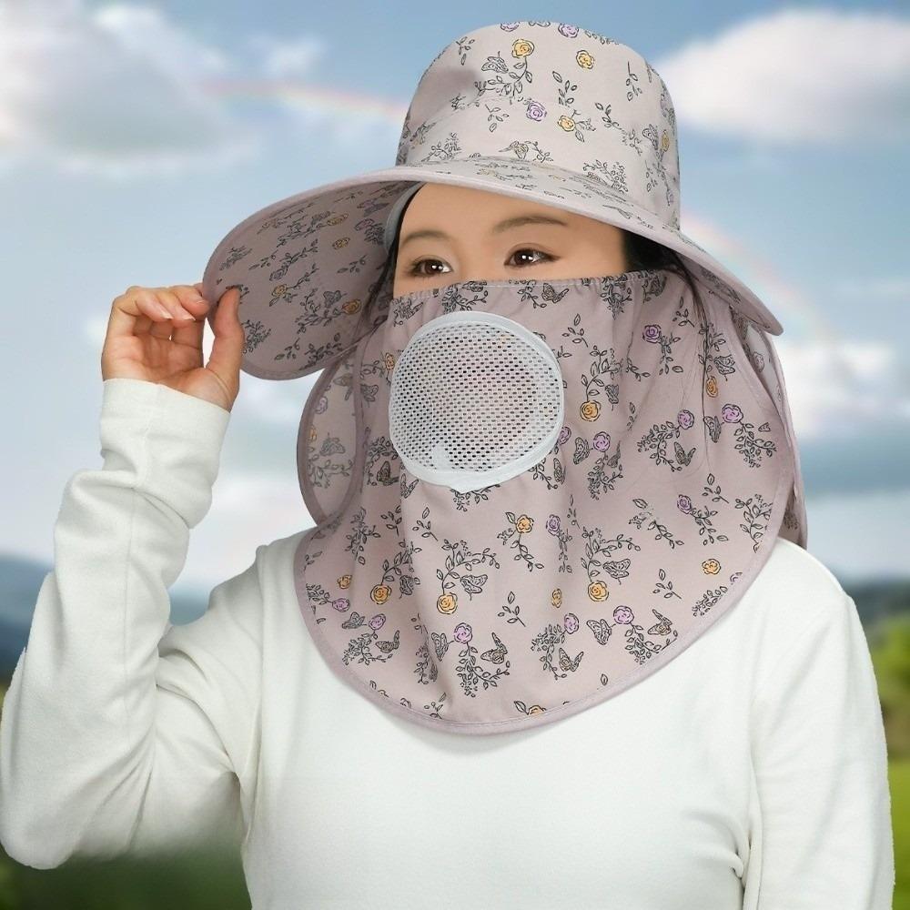 

Wide-brimmed Sunshade Shawl Cap Floral Neck Protection Hat Breathable Picking Tea Hat Gift