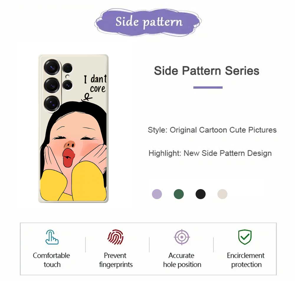 For Samsung Galaxy S25 Ultra Case Girl Holding Face Pattern Printing Straight Edge TPU Phone Back Cover