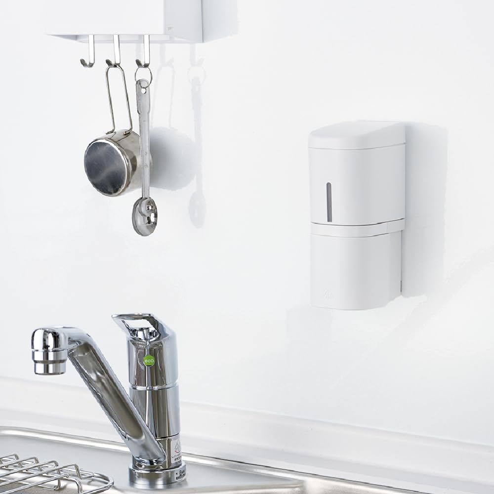 Richell Hover Kitchen Dispenser 250 White 1pc 110083 Dispensing from the Bottom Kitchen Floating Storage Stylish Refillable Plastic X 8 X 250mL