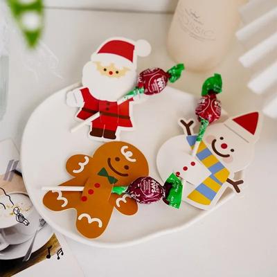 Lot de 50 sucettes de Noël en carton décoratives pour fêtes de fin d'année, emballage de bonbons, décoration DIY