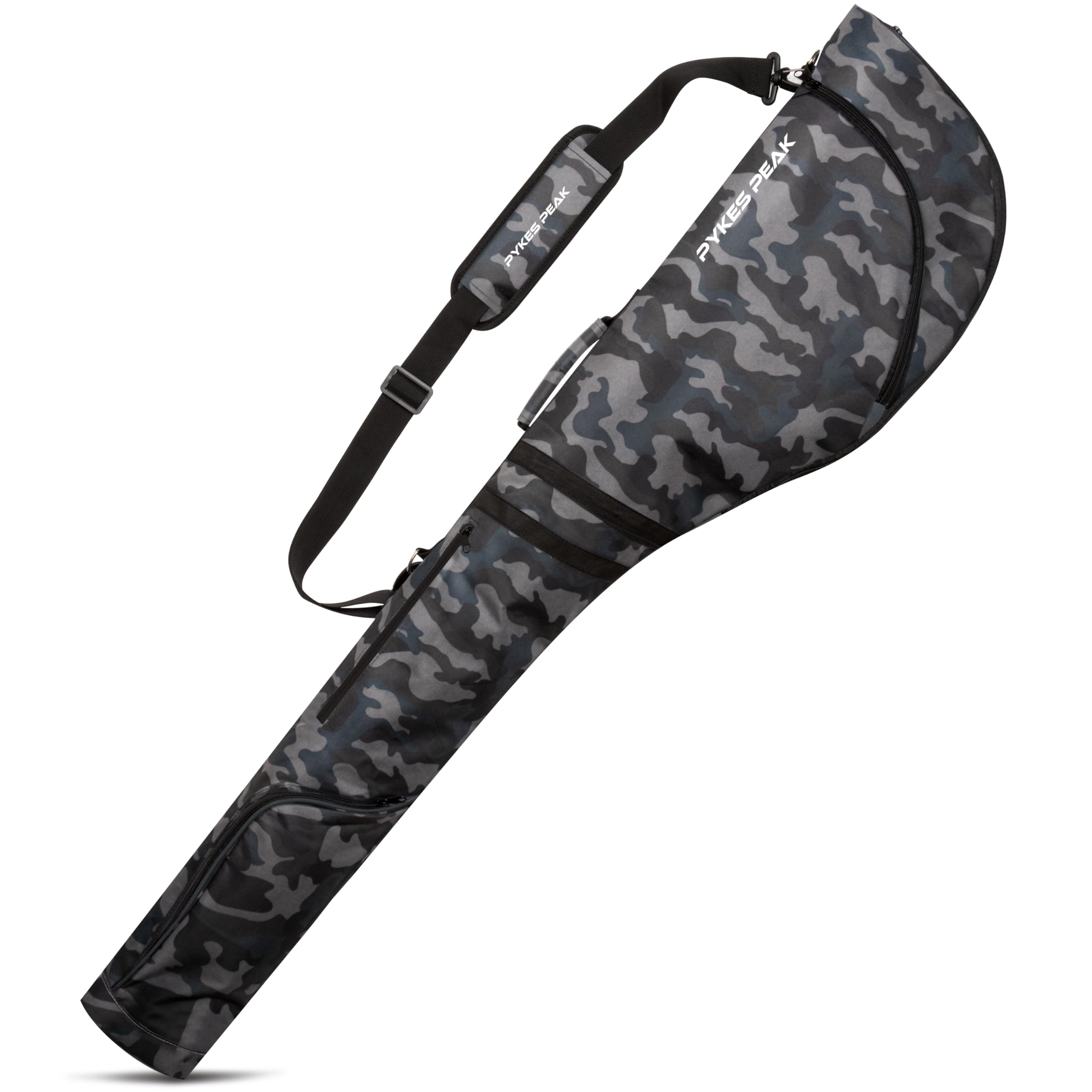 

PYKES PEAK Golf Club Case (GCC-101) - Holds 10 Clubs, Folds Compactly, Fits 47-inch Clubs, 3 Pockets, Camouflage Gray
