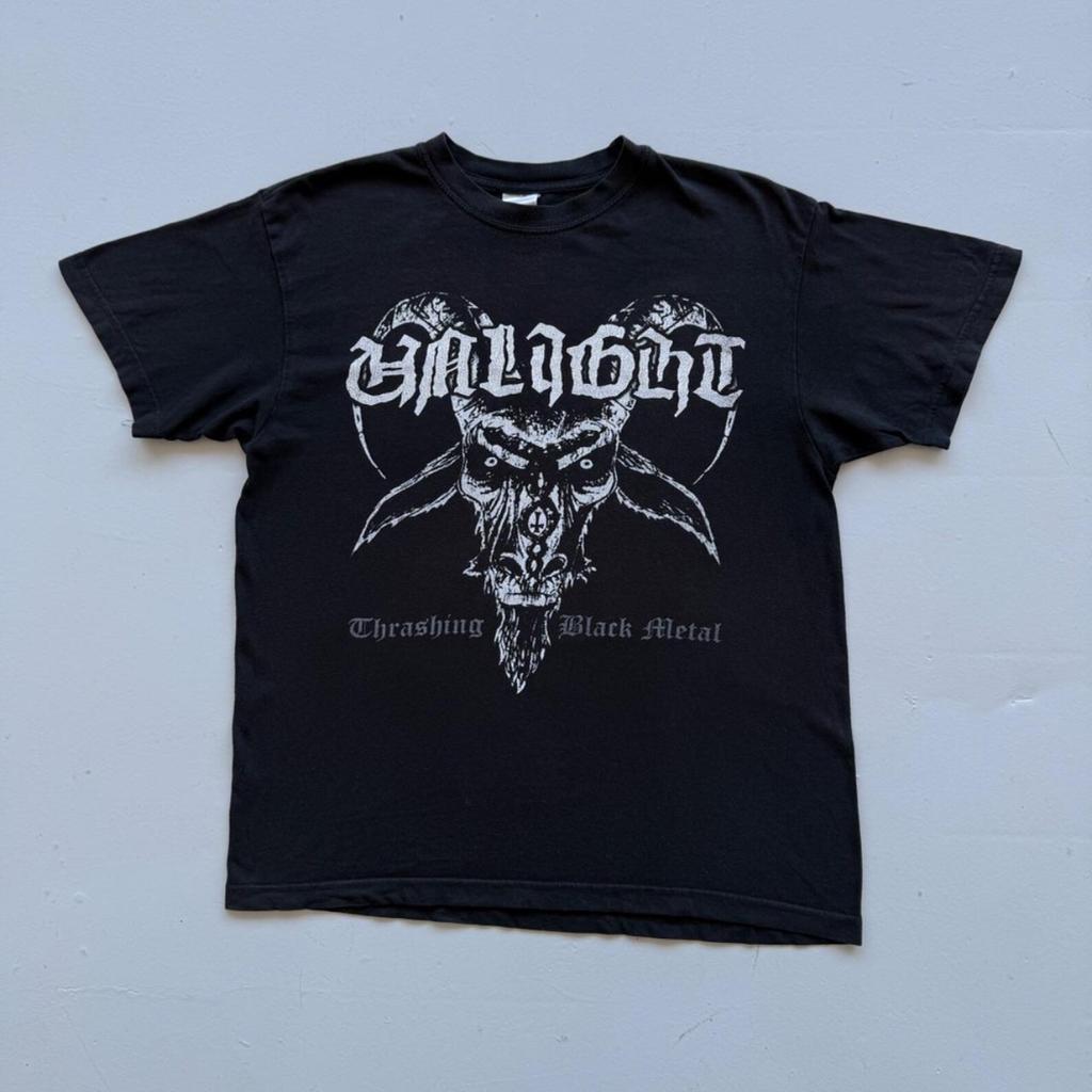 Black Unlight 00s Vintage German Metal Graphic T-Shirt - Medium