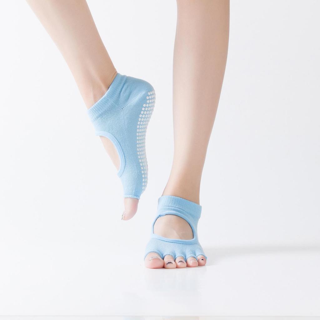 Women's Open-Toe & Open-Back Anti-Slip Yoga Socks with Five-Finger Design