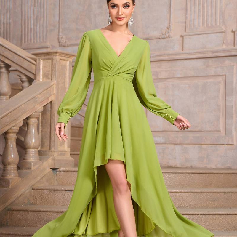 Elegante Abito Lungo in Chiffon con Zip per Donne d'Ufficio