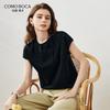 Women's Mulberry Silk Blend Round Neck Short Sleeve Knit Top