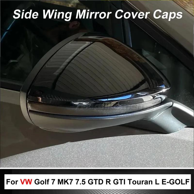 Rearview Cover Side Wing Mirror Caps Carbon Fiber Pattern Black Replacement For VW Golf 7 MK7 7.5 GTD R GTI Touran L E-GOLF