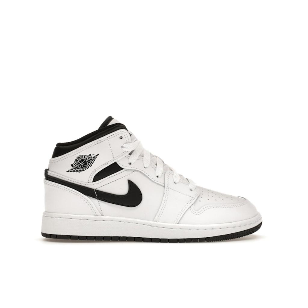 Air Jordan 1 Mid GS White Black Kids Sneakers DQ8423-132