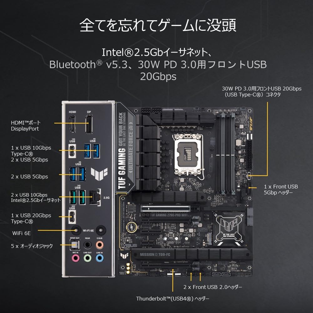 ASUS TUF GAMING WIFI Intel and 12th Generation CPU LGA1700 DDR5 Authorized Japanese Distributor Z790-PRO Motherboard, 14th, 13th, Compatible, Z790,