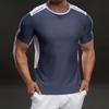 Sports and Fitness Casual Round Neck Short-sleeved T-shirt Fashionable Slim Elastic Contrasting Color Outdoor T-shirt