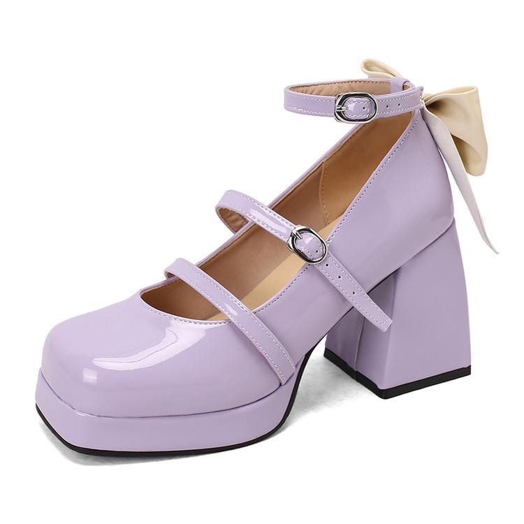 

Модные женские туфли лолиты на высоком каблуке из лакированной кожи, милые туфли Мэри Джейн, свадебные туфли для ролевых игр, размер 31-43 31