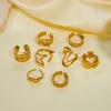 Stainless Steel Gold Color Love Heart Ring Set For Women Hollow Flower Geometric Finger Rings Party Vacation Waterproof Jewelry