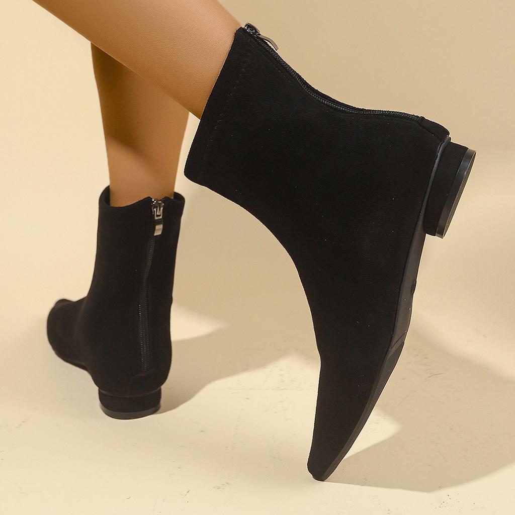 Inner height-increasing suede pointed short boots for women 2025 autumn and winter new women's boots Korean version thin boots fashion boots for women