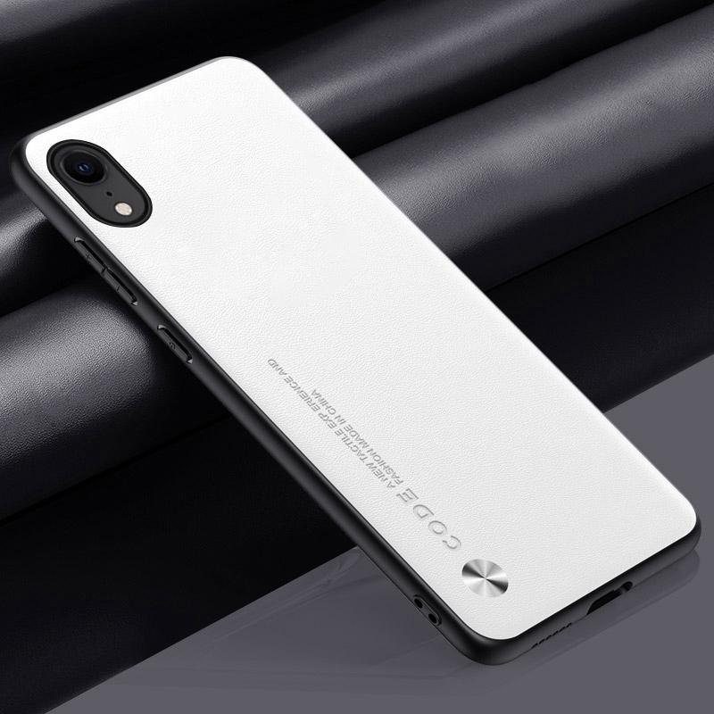 Lyxigt PU-läderfodral för iPhone XR Baksida Matt TPU Silikon Stötsäkert Fullständigt Skydd Telefonfodral för iPhoneXR Coque
