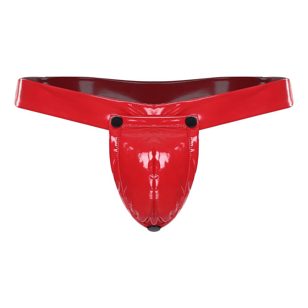 Pánské PU 2 v 1 Jockstrap Tanga O-kroužek Odnímatelný kryt rozkroku T-zadní kalhotky