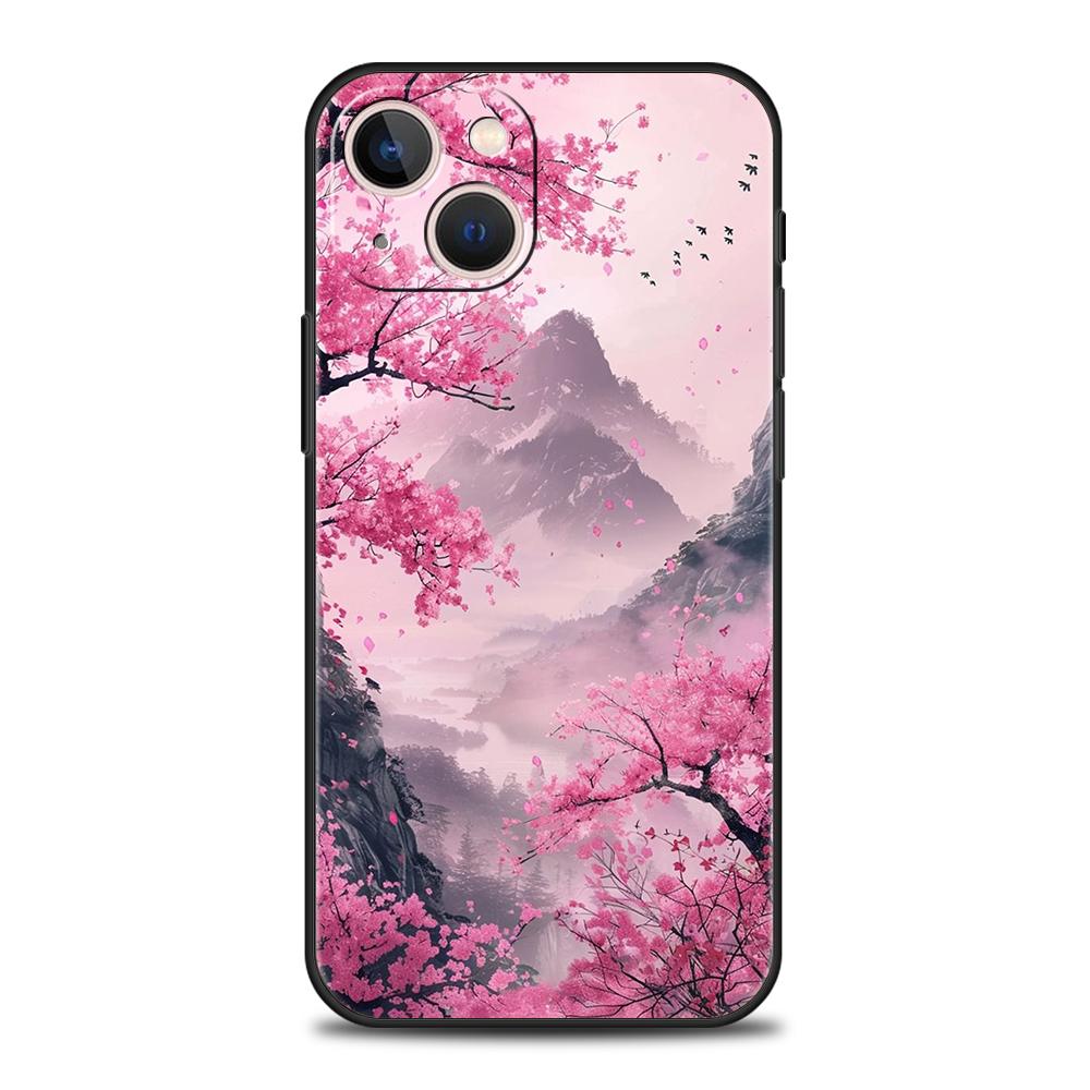 

Чехол для телефона для iPhone 17 16 15 14 13 12 Pro Max 11 Pro Max 17 AIR Plus Ударопрочный Мягкий ТПУ Корпус Розовый Закат Горы Сумки iPhone 15 Plus