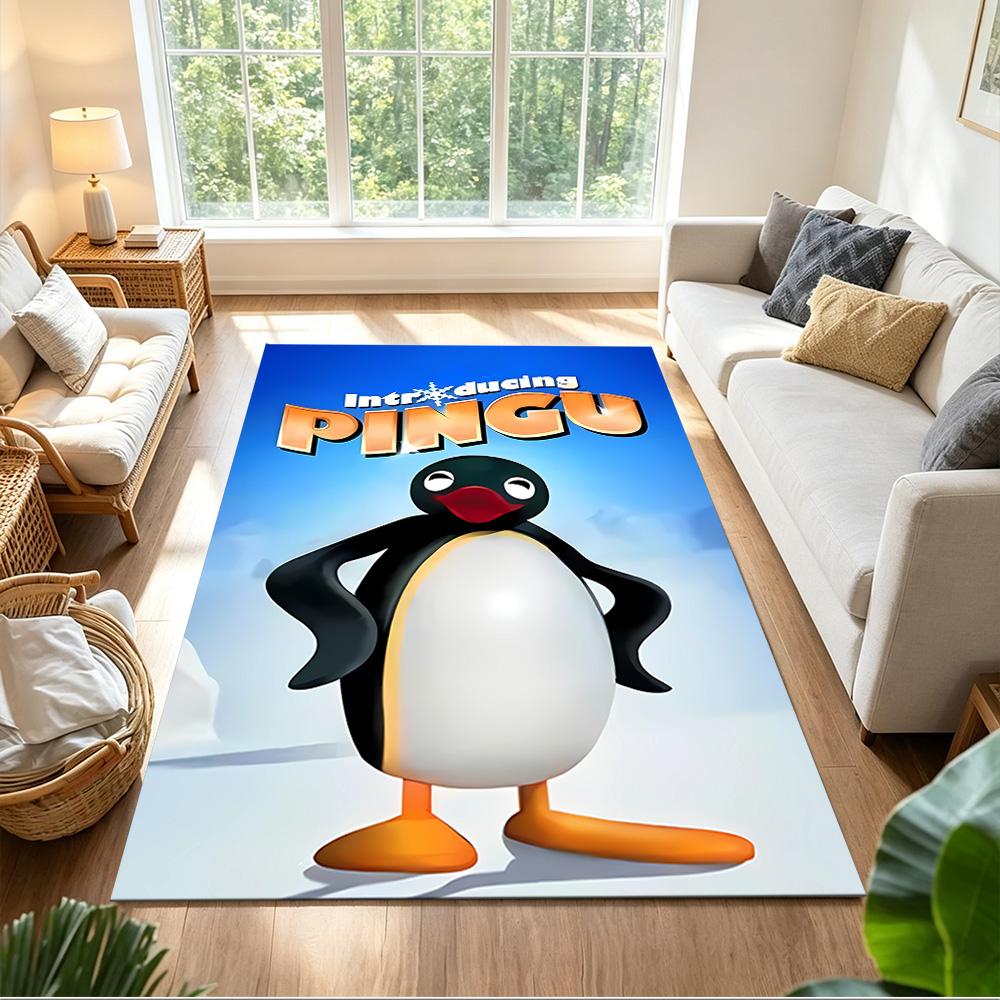 Pingu Arctic Adventure Washable Door Mat Compact Foldable Construction Stain-resistant Surface Office & Lounge Rug Minimalist Modern Style