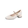 Spring and summer new one-word buckle strap single shoes women's square head light mouth thick heel Mary Jane shoes children