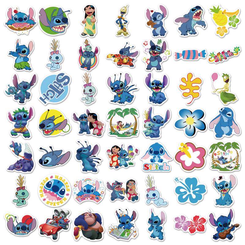 50 Anime Lilo & Stitch Cartoon Stickers - Waterproof, Removable Decals for Guitar, Skateboard, or Luggage Decor