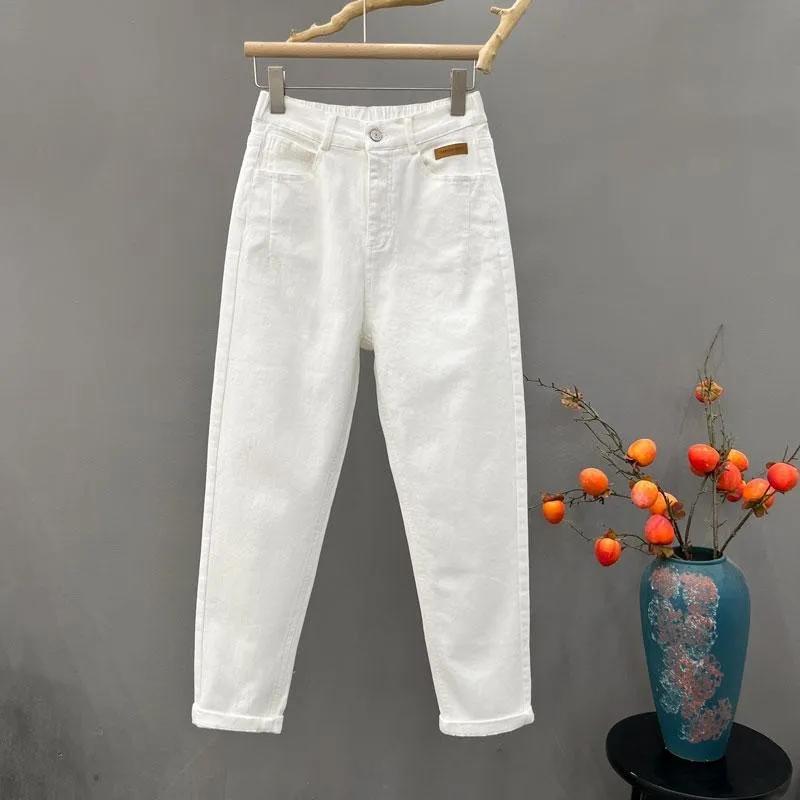 Jeans Taille Haute Printemps Automne Mode Femme Ample Polyvalent Épaissir Pantalons Décontractés Surdimensionnés Femme Pantalons Chauds